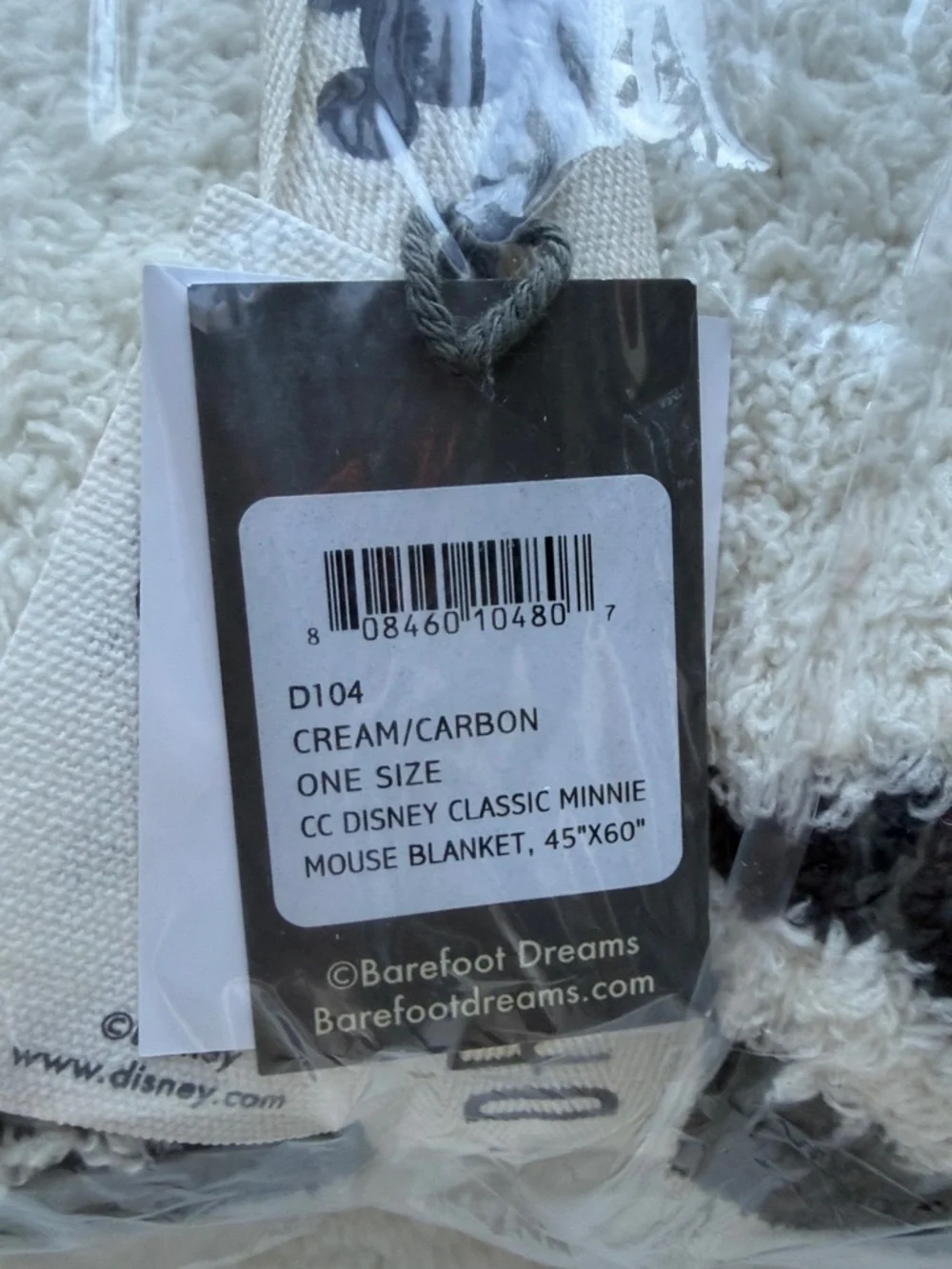 NWT Barefoot Dreams CozyChic Classic Mickey Mouse Blanket | Cream/Carbon